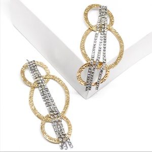 Anthropologie Gold Plated Crystal Chandelier Long Convertible Drop Earrings